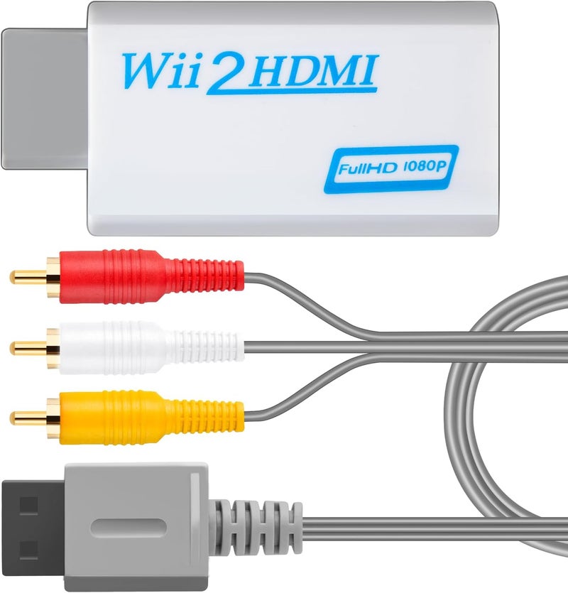 DTianSir Wii HDMI Adapter with AV Cable,Wii to HDMI Converter 1080P with 3.5mm Audio Jack,Compatible with All Nintendo Wii Display Modes - Image 1